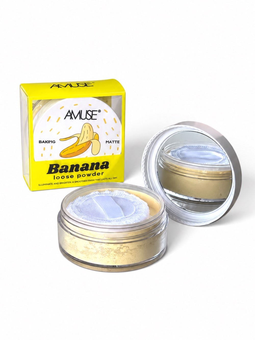 AMUSE Banana Yellow Translucent Loose Setting Powder Brighten Baking Foundation